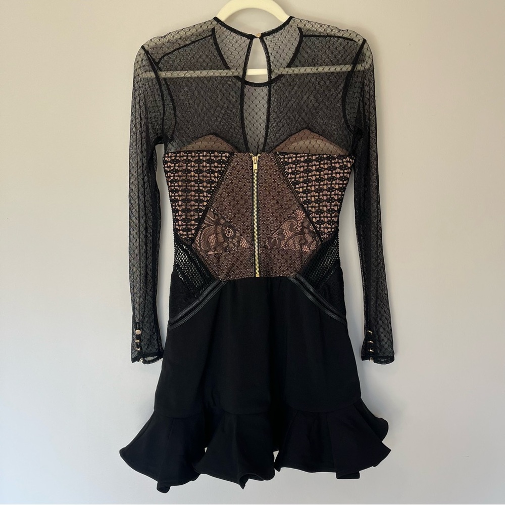 Self-Portrait Sheer Lace Corset Mini Dress Black Lingerie Style Parisian Size 2 - Picture 4 of 4